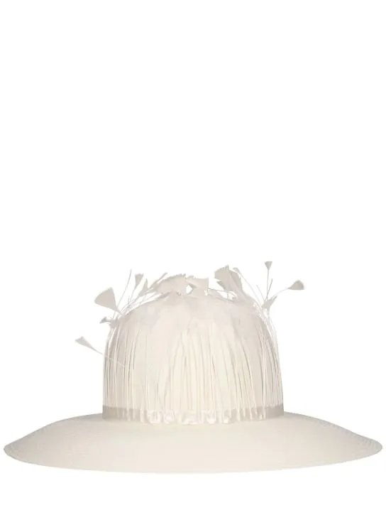 Borsalino   Violet fine embellished straw panama hat 