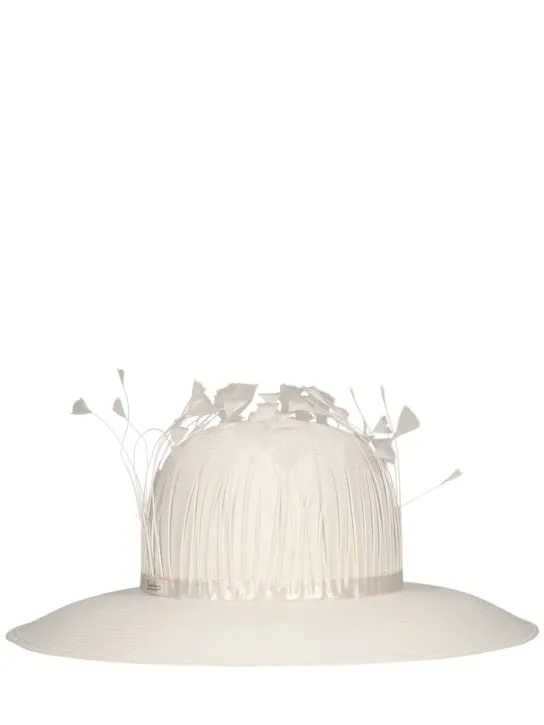 Borsalino   Violet fine embellished straw panama hat 