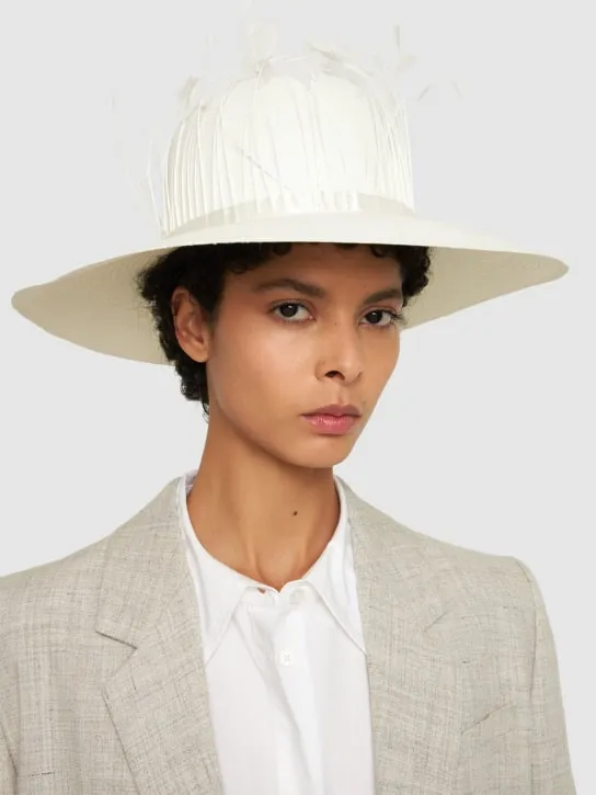 Borsalino   Violet fine embellished straw panama hat 