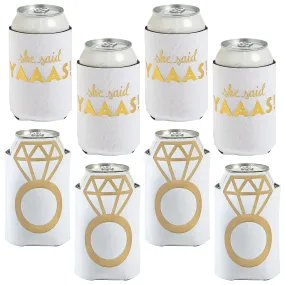 Bridal & Bachelorette Party Supplies - She Said Yaas & Diamond Ring Can Sleeve Beer Hugger