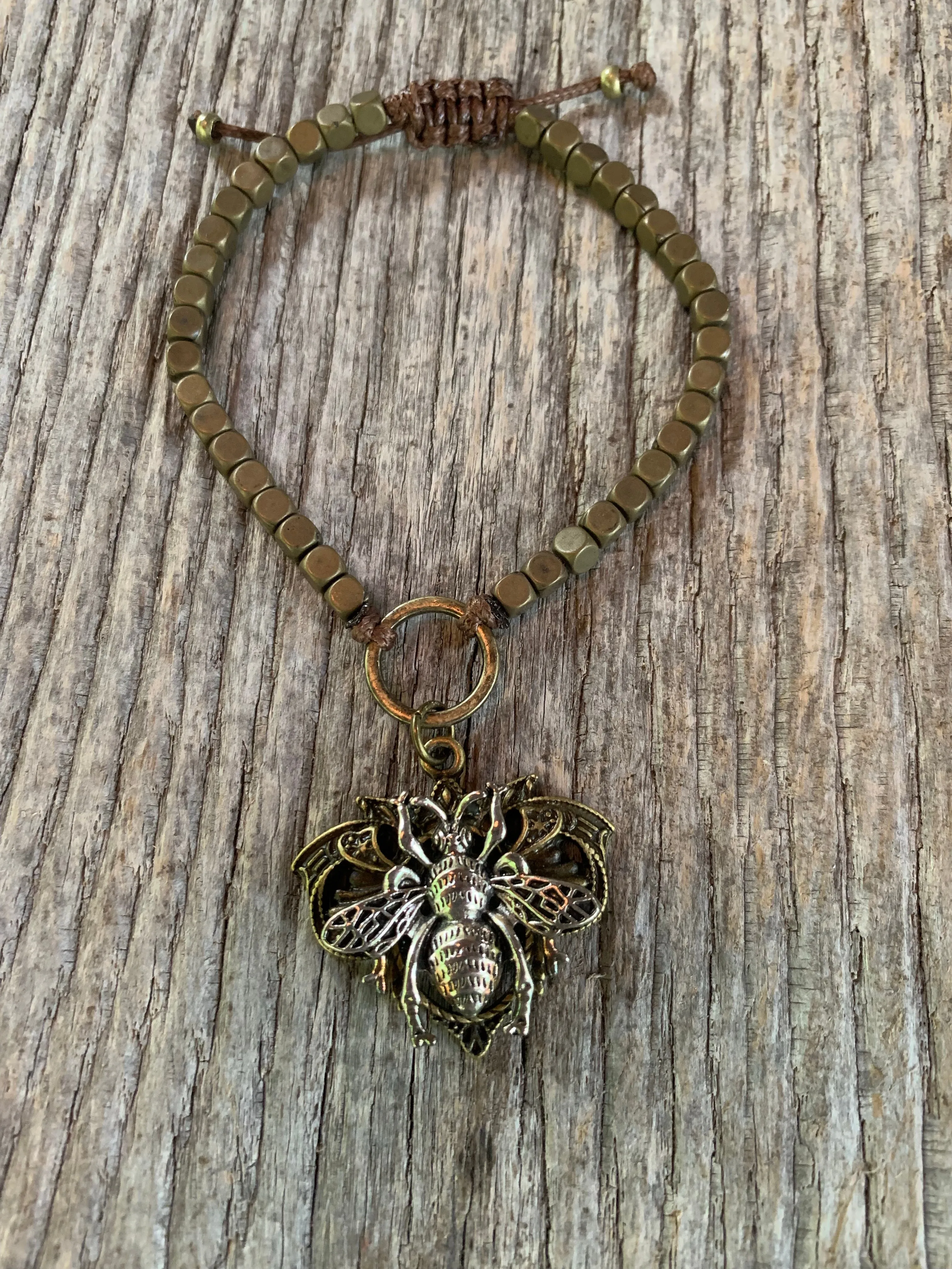 “Busy Bee” Metal Beaded Adjustable Bracelet