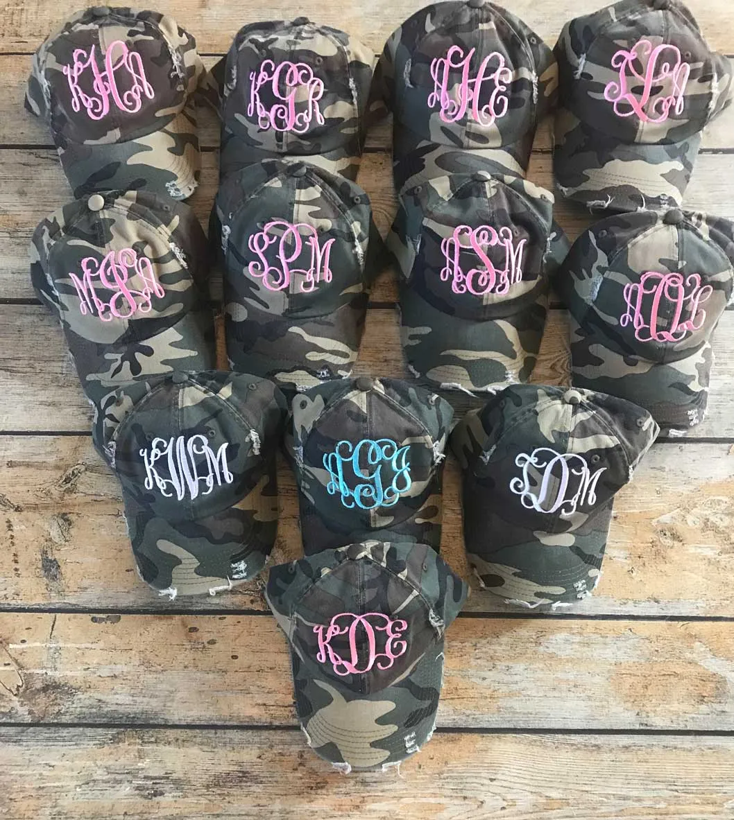 Camo Distressed Monogrammed Hat