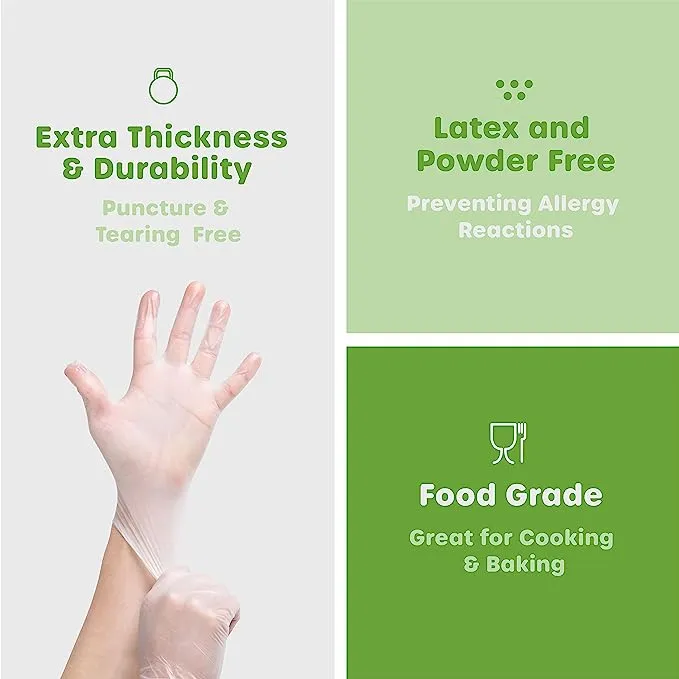 [Case of 1000] Clear Powder Free Vinyl Disposable Plastic Gloves - X-Large
