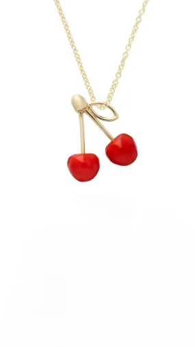 Cereza Necklace in Yellow Gold with Red Coral