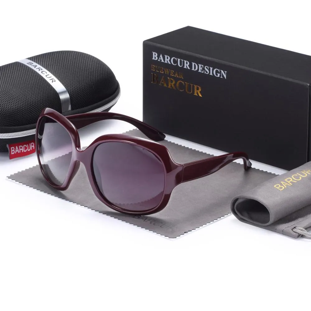 Classic Large Round Framed Gradient Polarized Women's Sunglasses