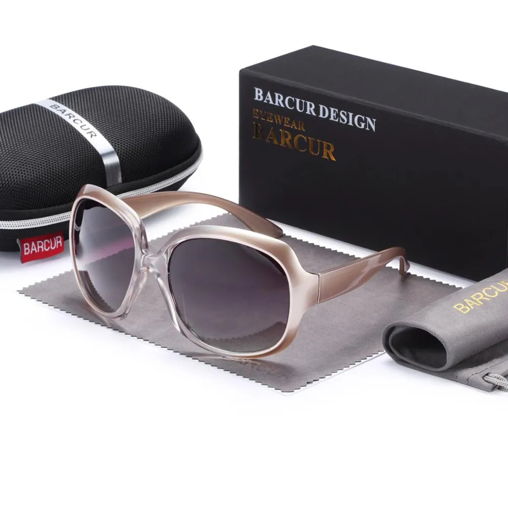 Classic Large Round Framed Gradient Polarized Women's Sunglasses