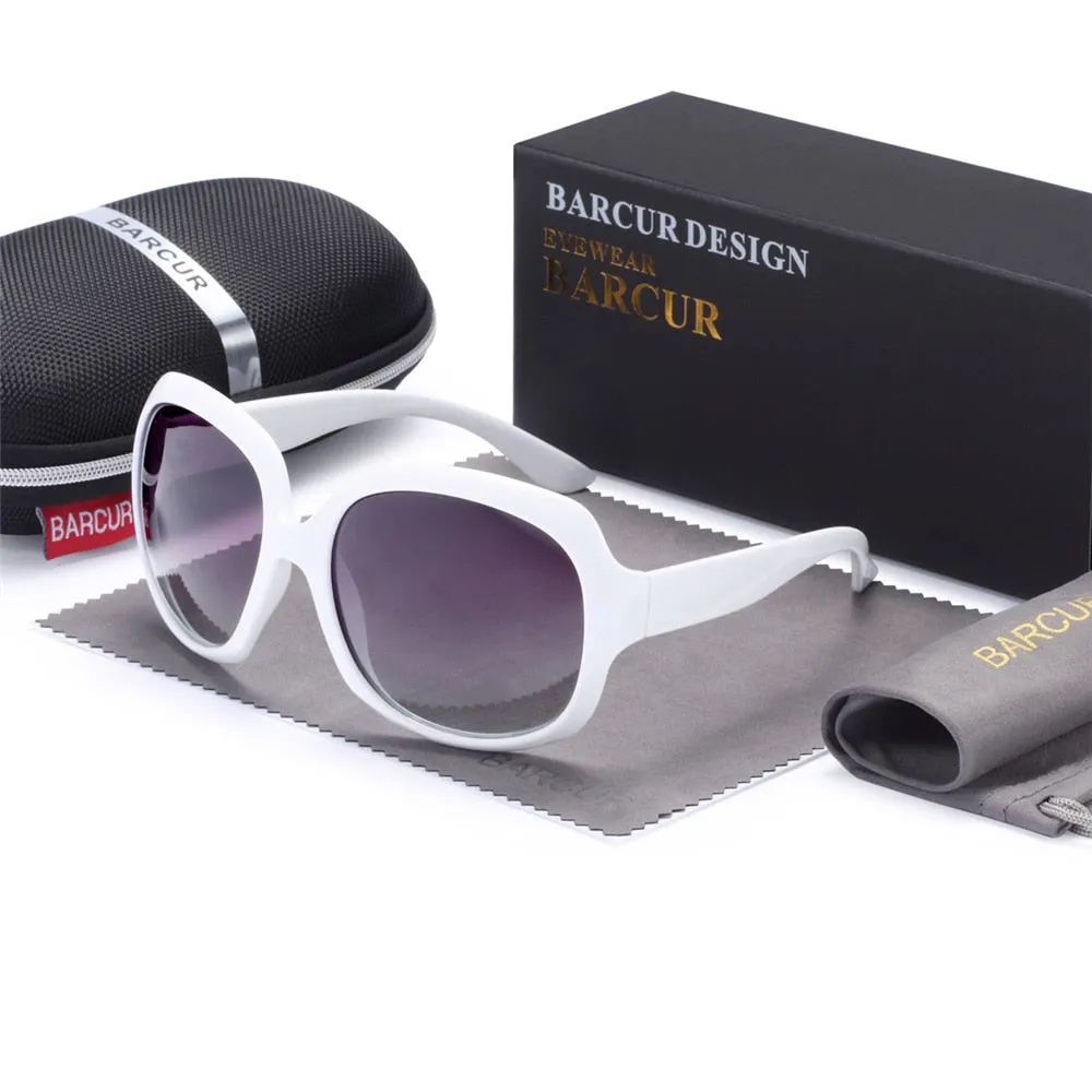 Classic Large Round Framed Gradient Polarized Women's Sunglasses