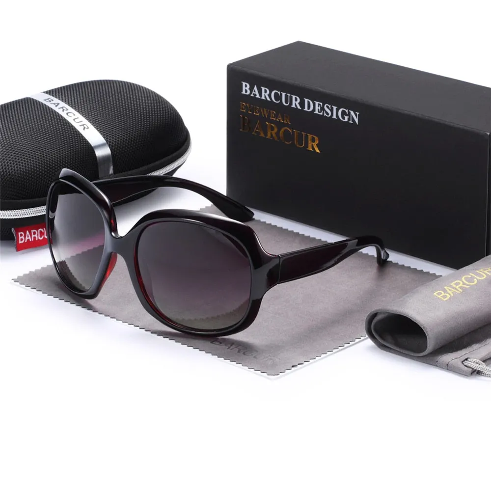 Classic Large Round Framed Gradient Polarized Women's Sunglasses