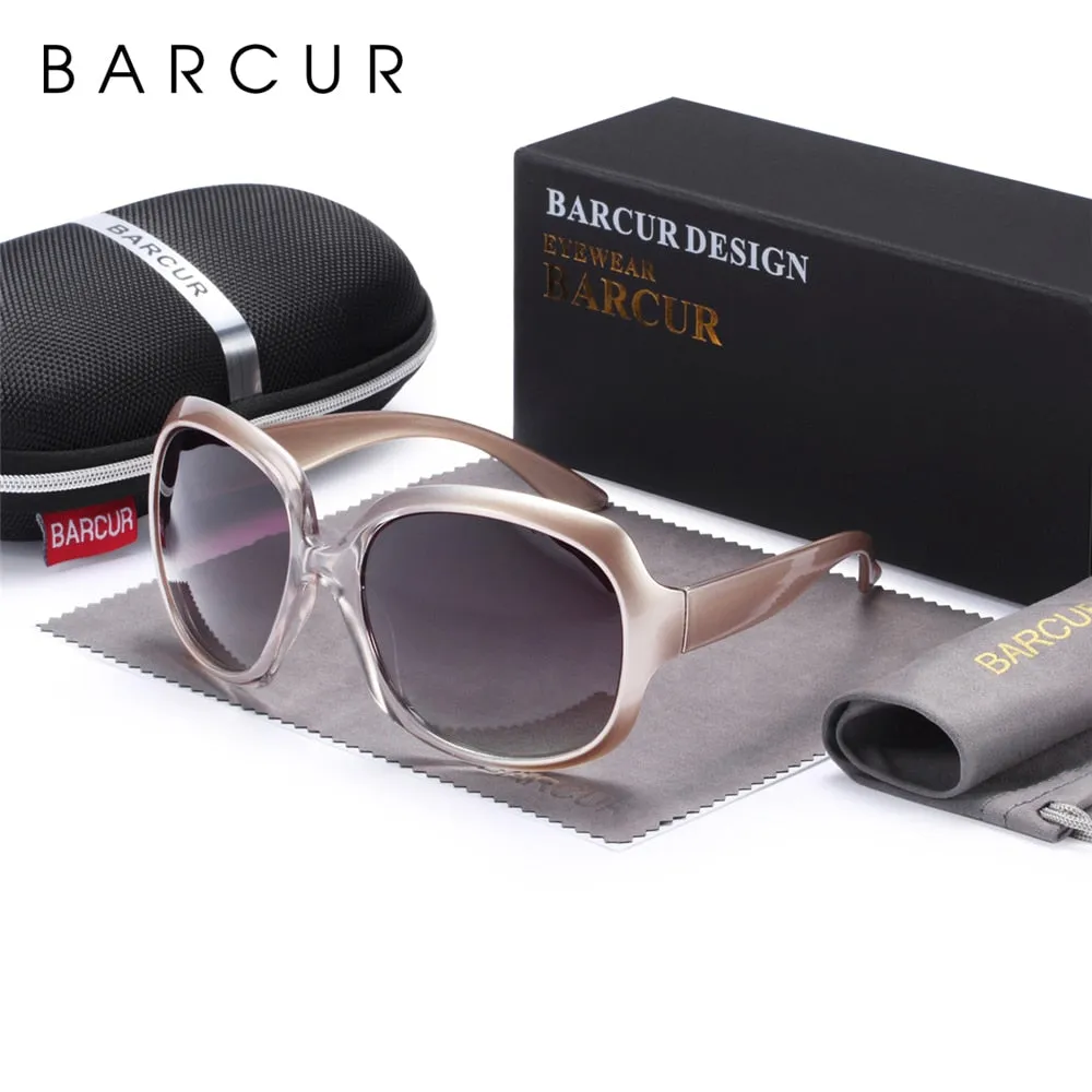 Classic Large Round Framed Gradient Polarized Women's Sunglasses