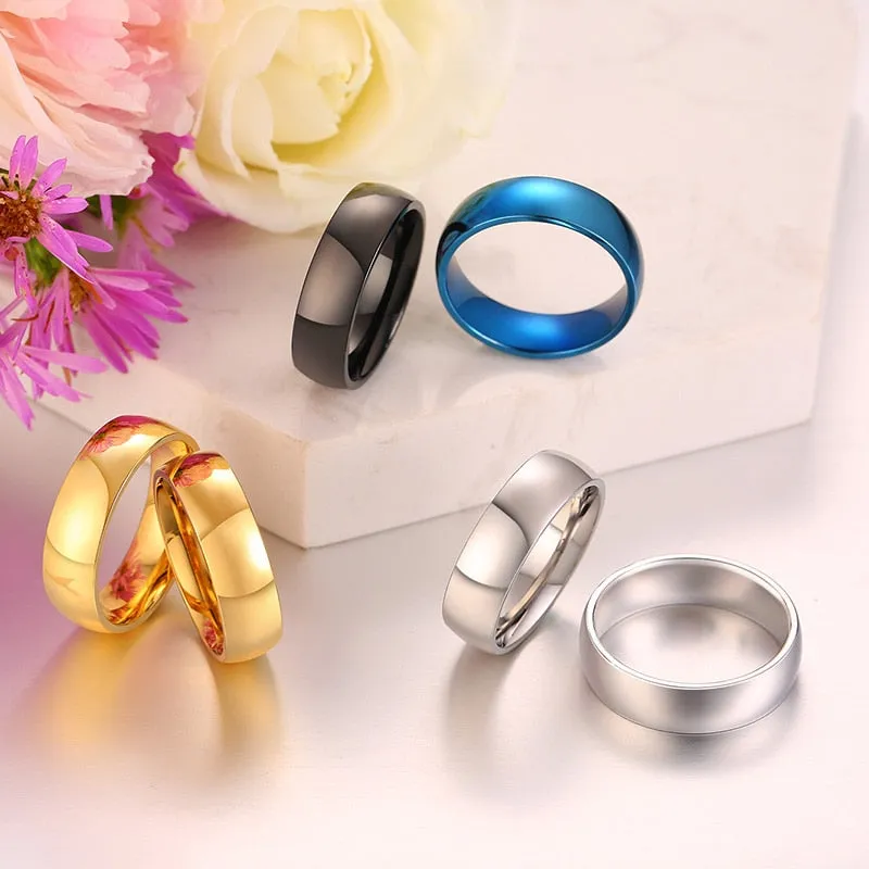 Classic Wedding Ring for Men Women Stainless Steel Jewelry 6mm And 8mm Width