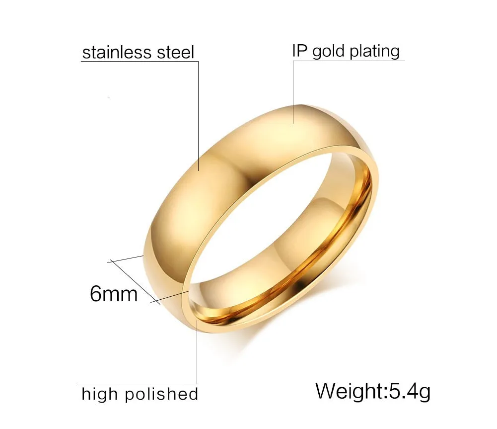 Classic Wedding Ring for Men Women Stainless Steel Jewelry 6mm And 8mm Width