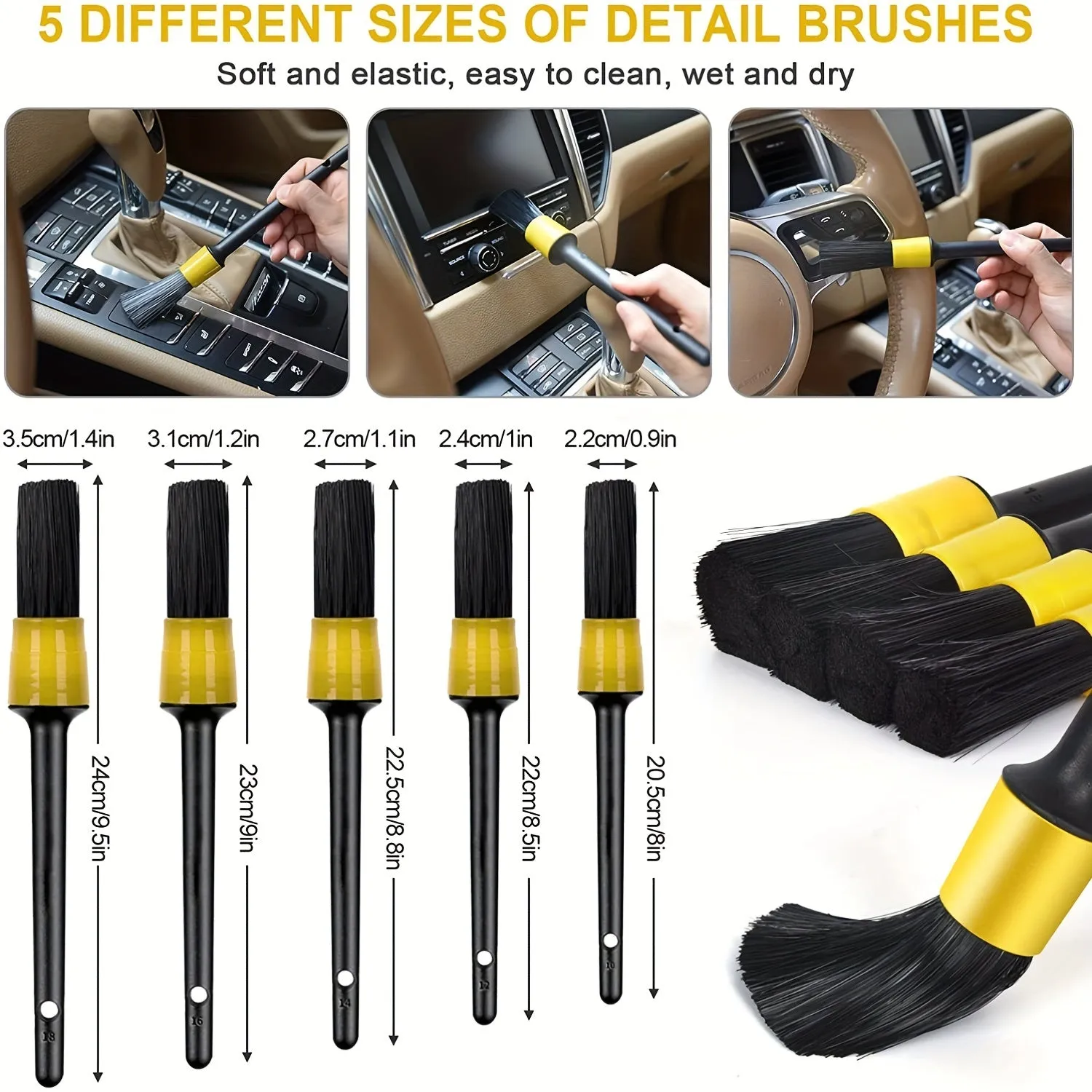 Complete Car Cleaning Kit Brushes Gloves and Storage Bag