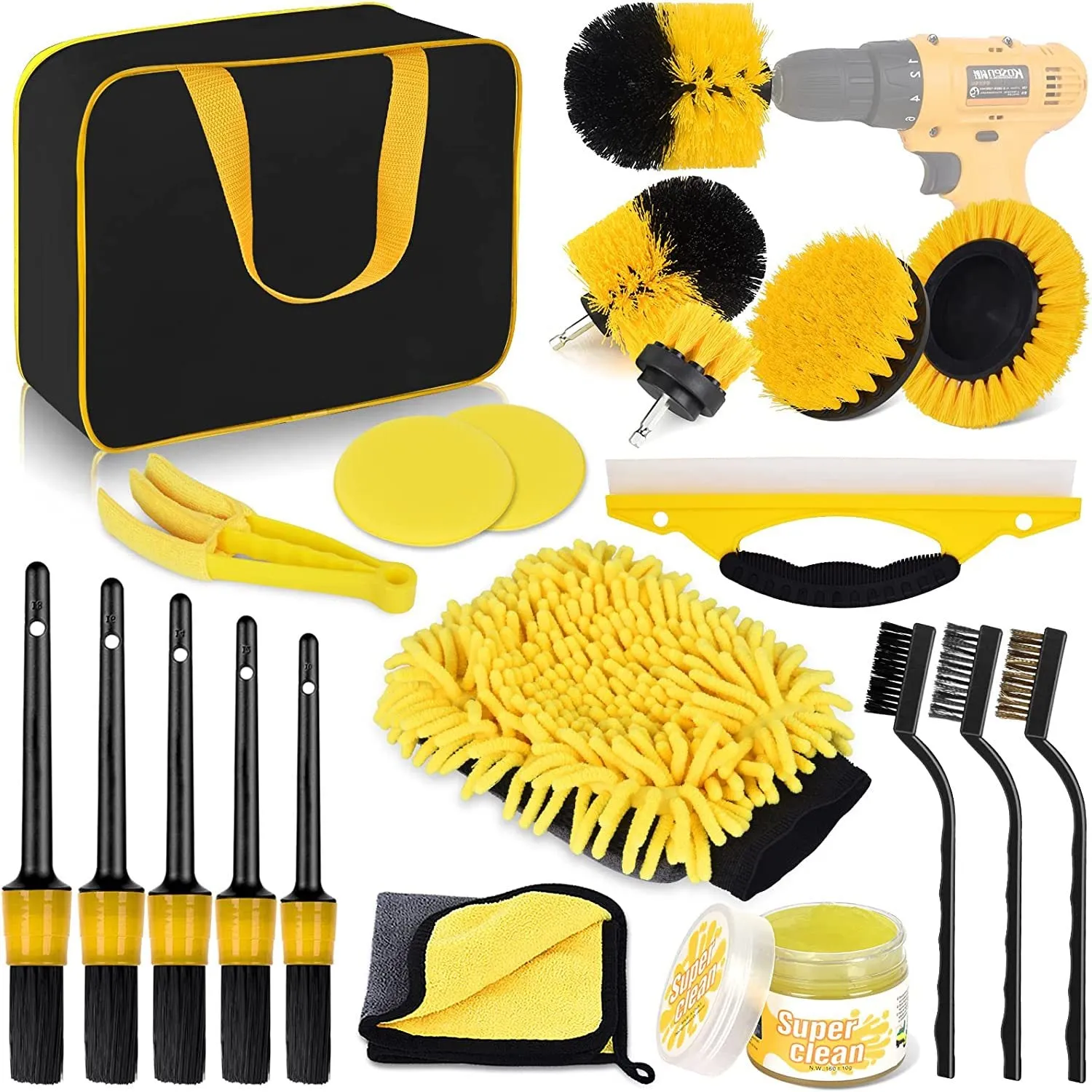 Complete Car Cleaning Kit Brushes Gloves and Storage Bag
