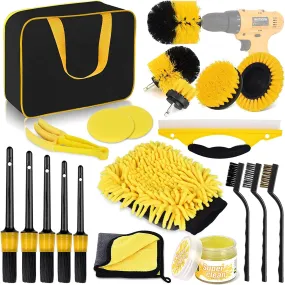 Complete Car Cleaning Kit Brushes Gloves and Storage Bag