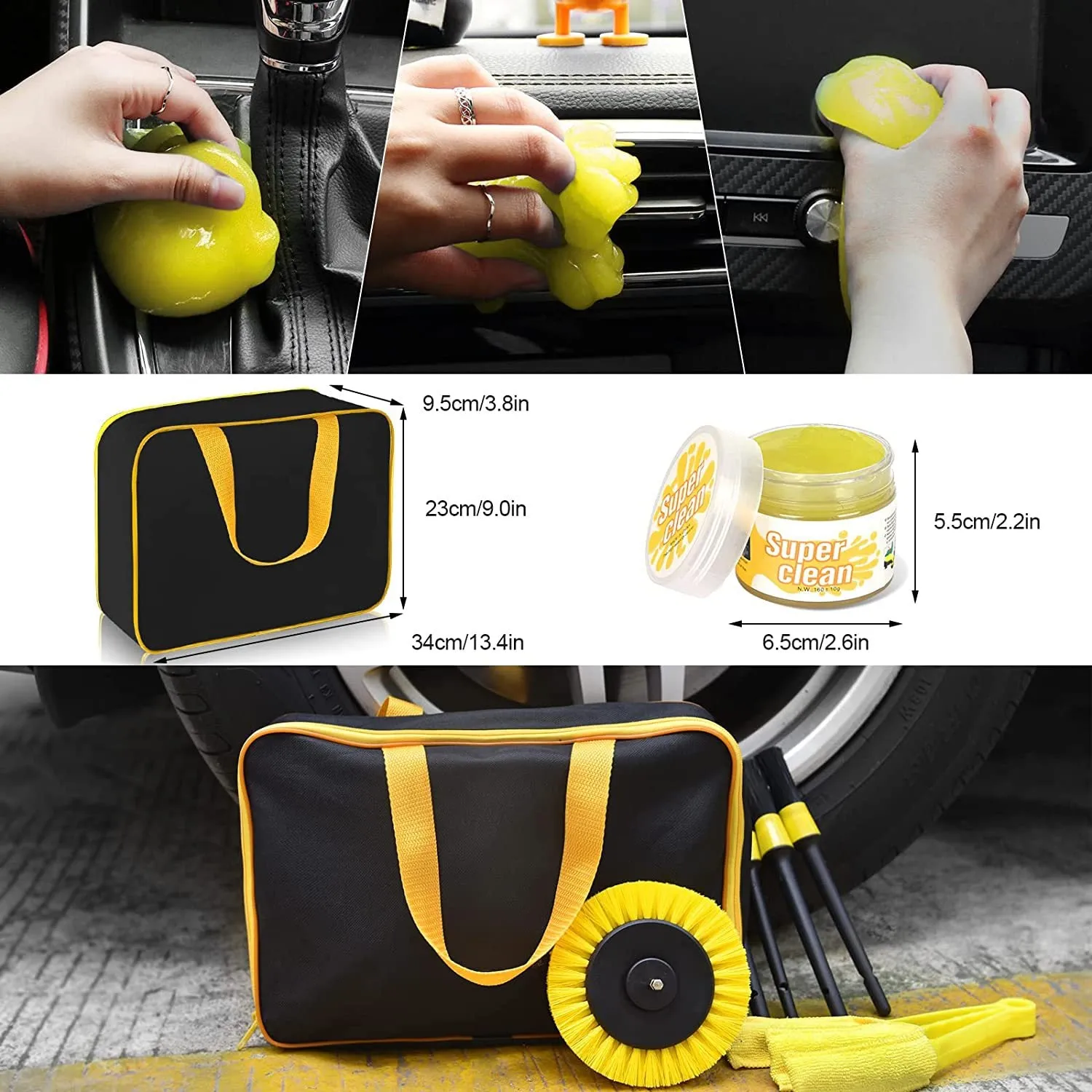 Complete Car Cleaning Kit Brushes Gloves and Storage Bag