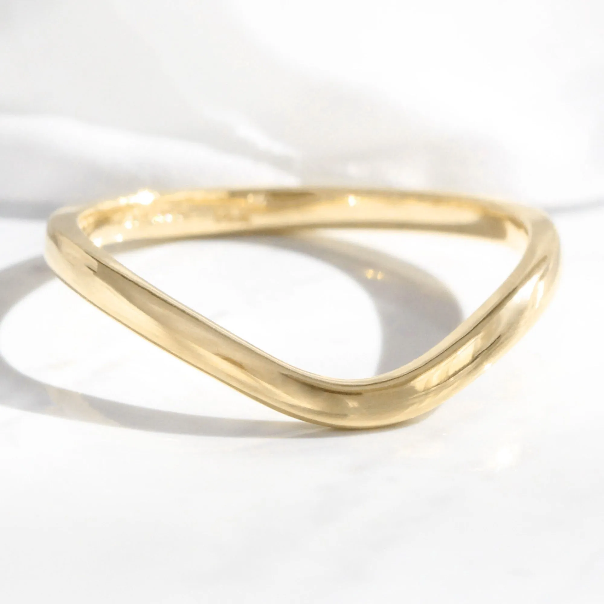 Contour Plain Wedding Band in Solid Gold or Platinum Ring