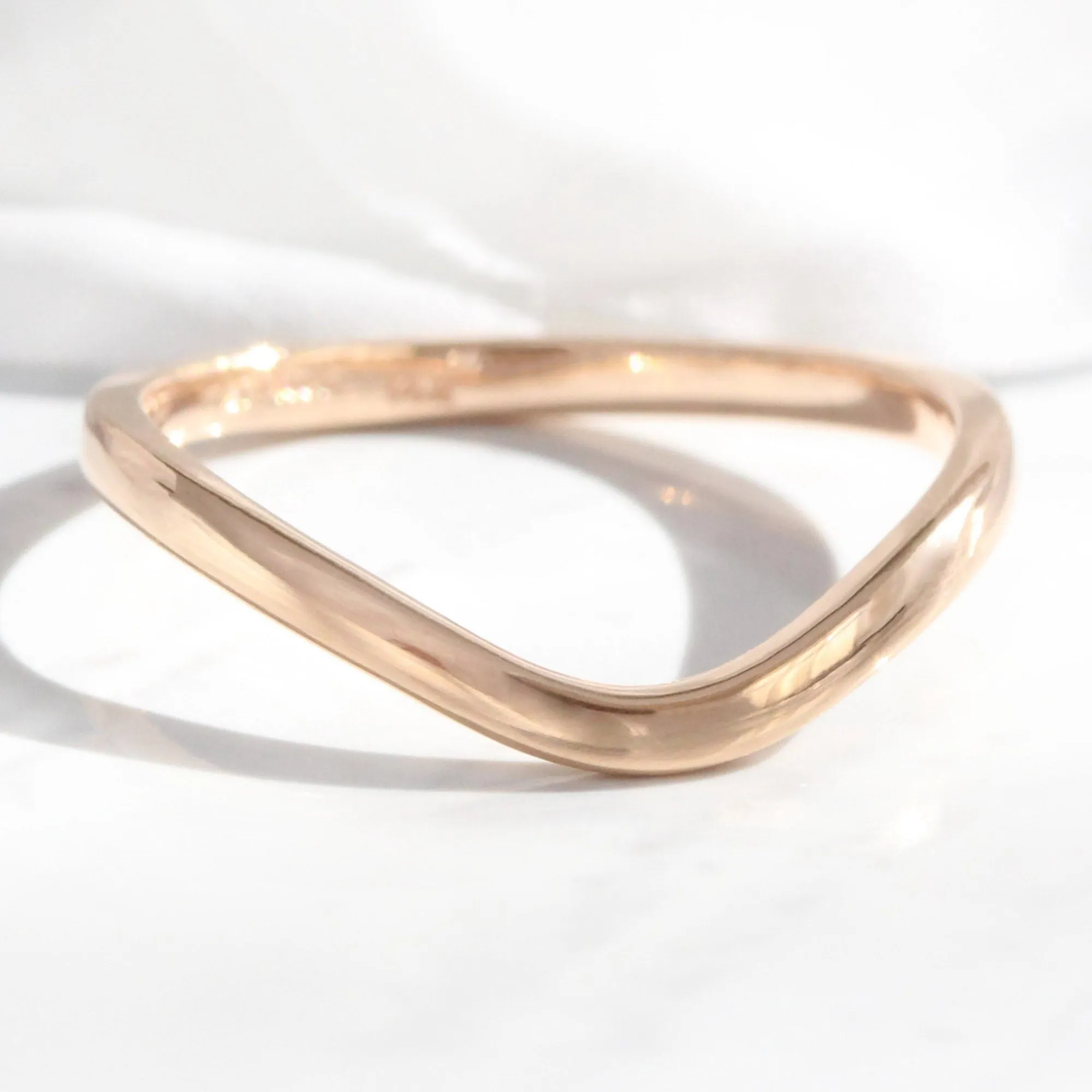 Contour Plain Wedding Band in Solid Gold or Platinum Ring