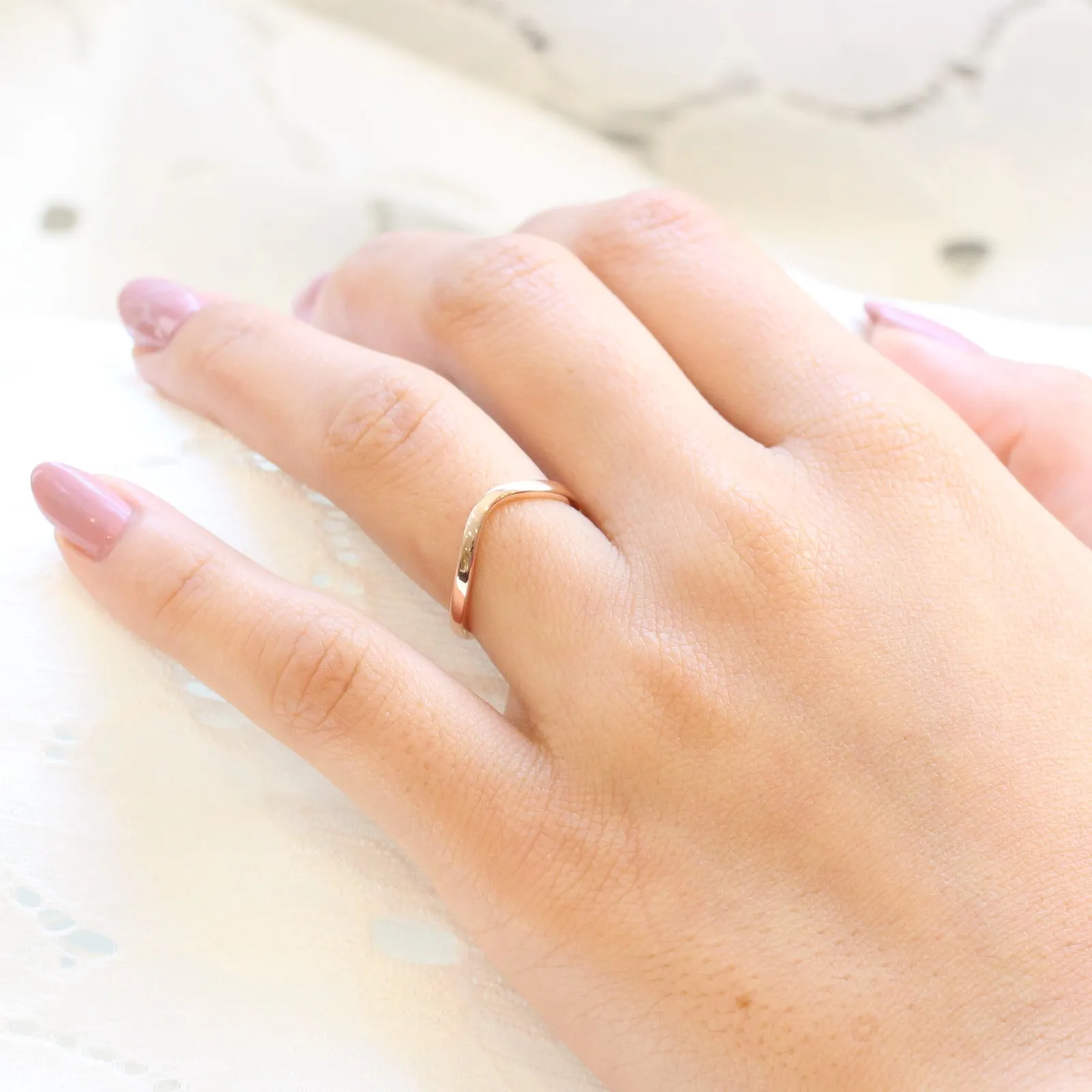Contour Plain Wedding Band in Solid Gold or Platinum Ring