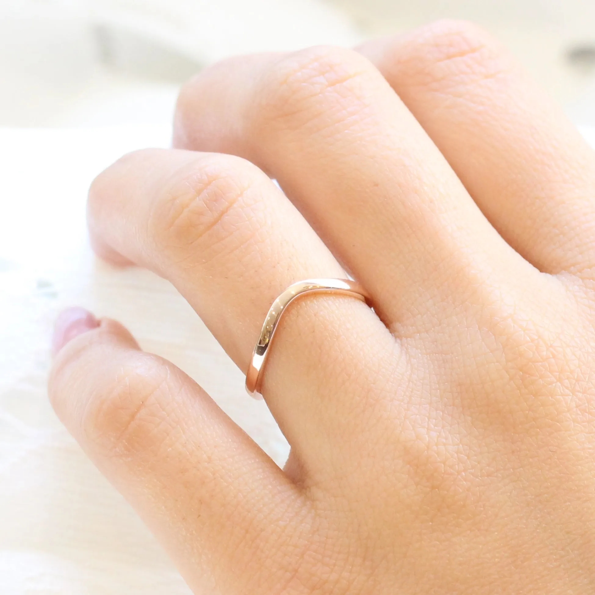 Contour Plain Wedding Band in Solid Gold or Platinum Ring