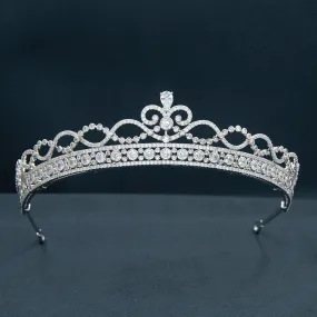 Cubic Zirconia Classic Tiara for Wedding,Princess Crystal Tiaras Diadem for Girl CH10372
