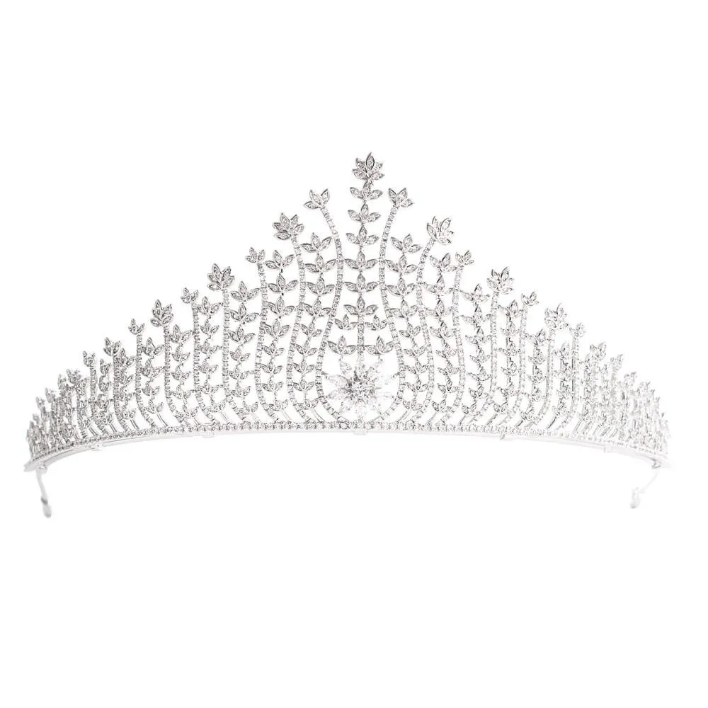 CZ Cubic Zircon Wedding Bridal Royal Tiara Diadem Crown  CH10016