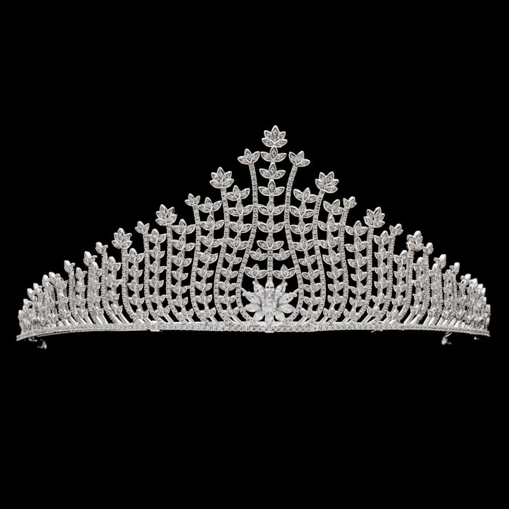CZ Cubic Zircon Wedding Bridal Royal Tiara Diadem Crown  CH10016