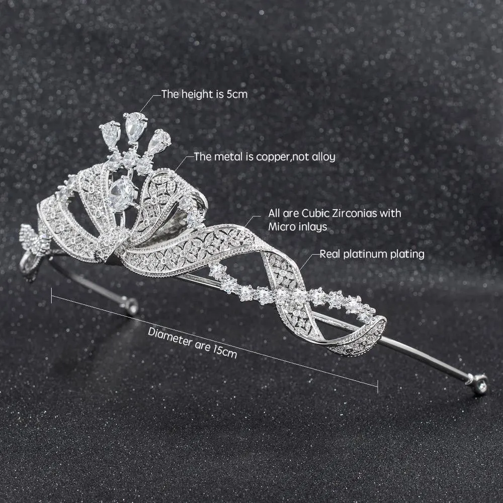 CZ Cubic Zirconia Wedding Bridal Bow Tiara Diadem Hair Jewelry CH10261