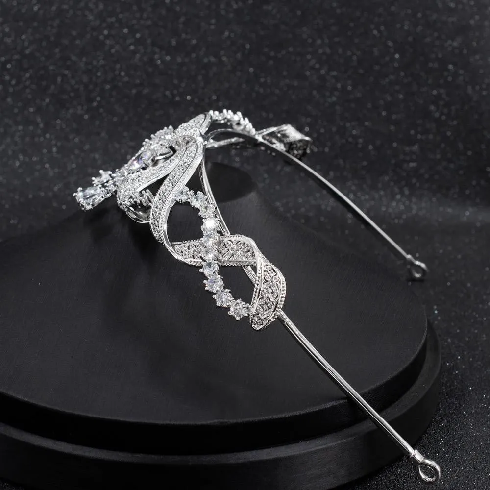 CZ Cubic Zirconia Wedding Bridal Bow Tiara Diadem Hair Jewelry CH10261