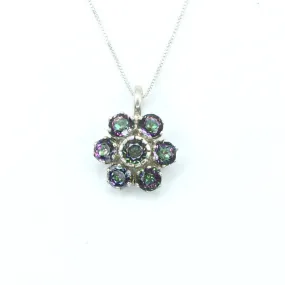 Daisy Topaz Pendant - Genuine Mystic Topaz Necklace - Purple Flower Necklace