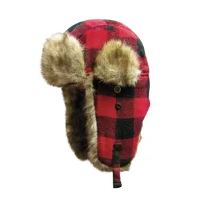 Dakota Dan Ear Flap Red Buffalo Plaid Cap