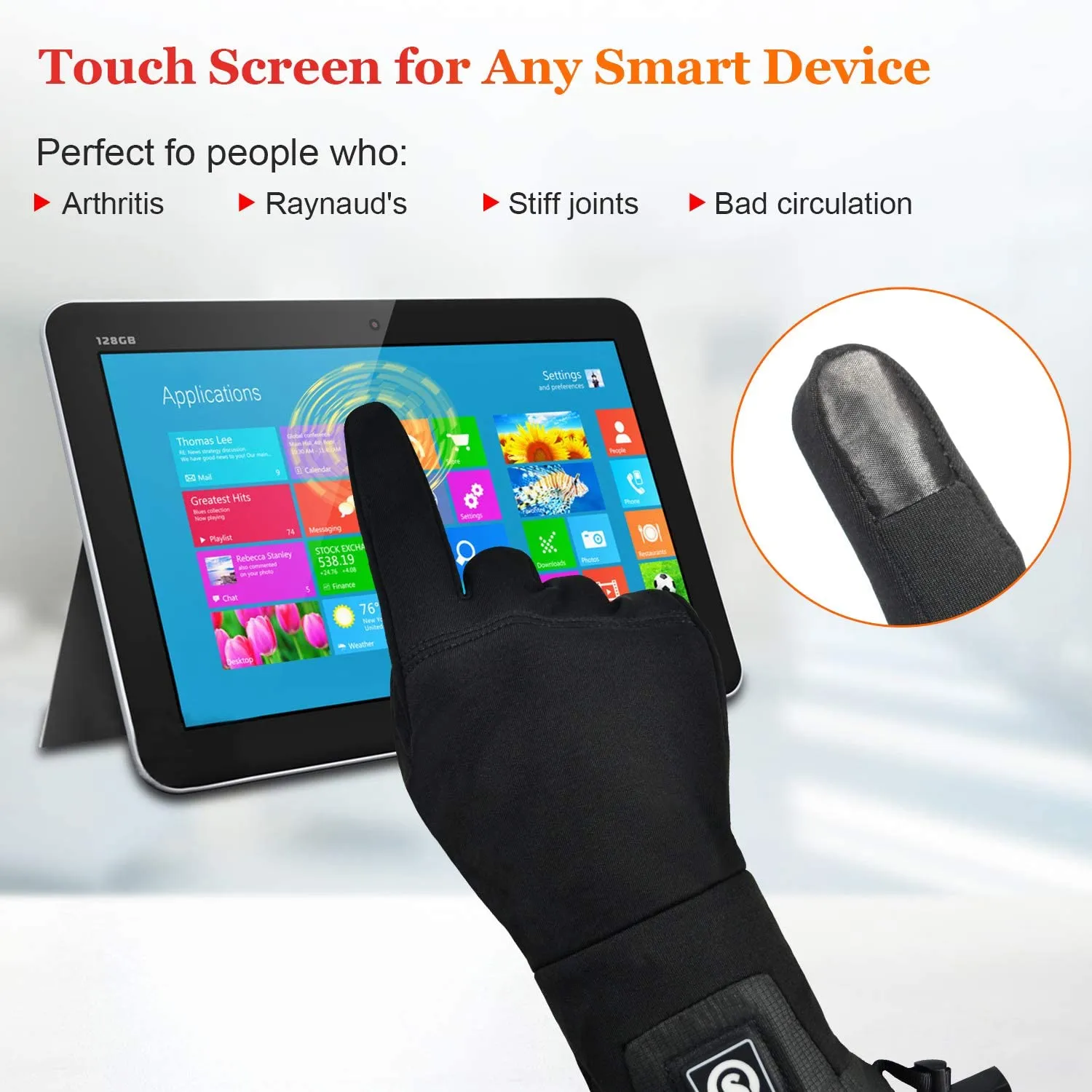 DAY WOLF Super Soft Thin Rechargeable Battery Glove Liners
