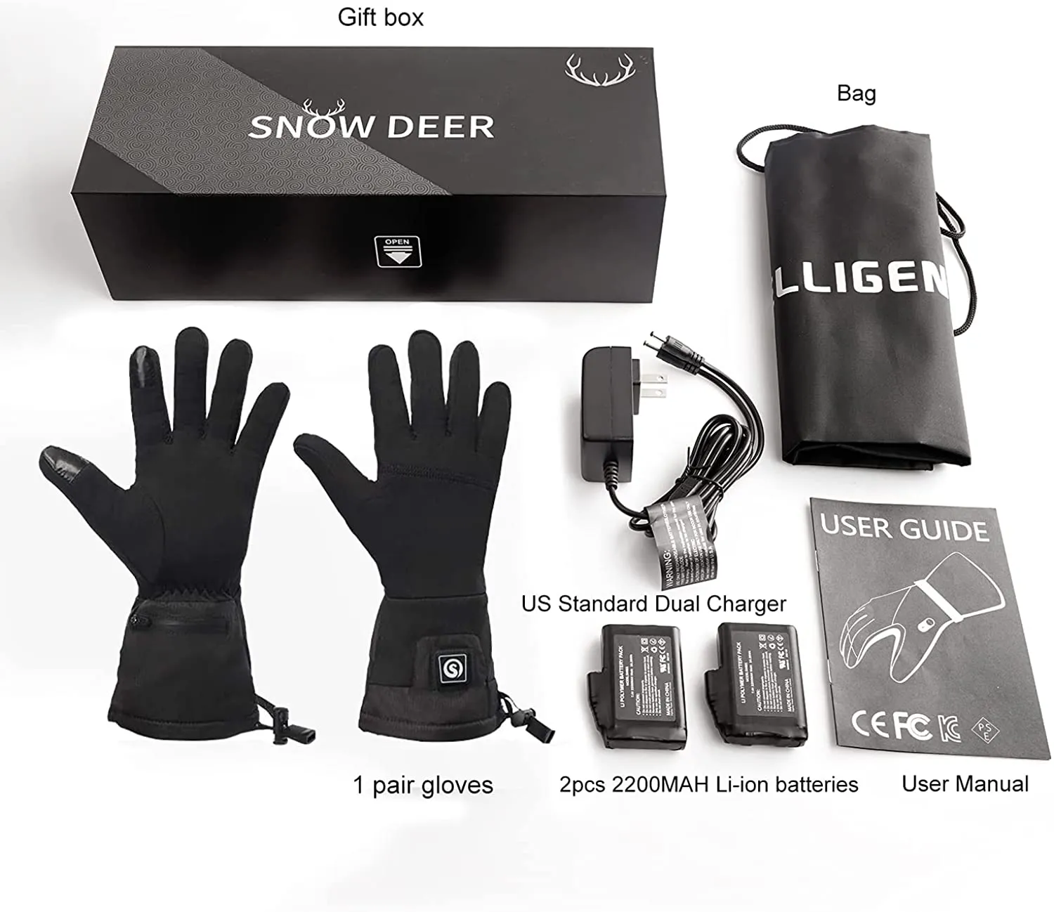DAY WOLF Super Soft Thin Rechargeable Battery Glove Liners