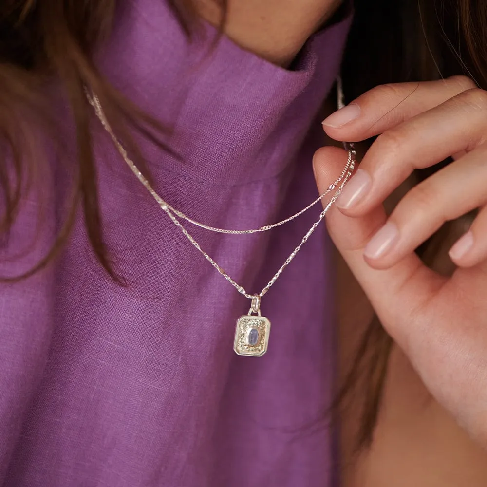 December Blue Topaz Birthstone Necklace Sterling Silver