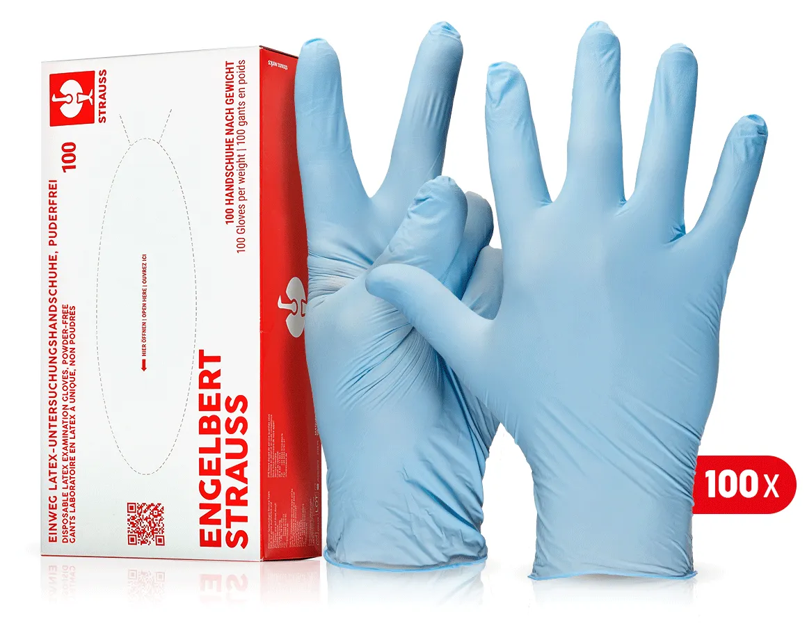 Disposable latex examination gloves, powder-free
