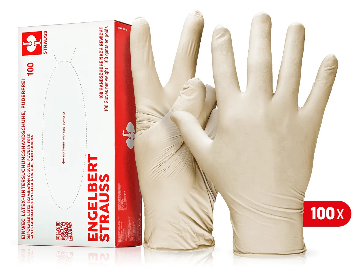 Disposable latex examination gloves, powder-free