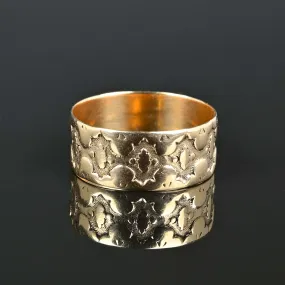 Edwardian Wide Gold Oak Leaf Band Ring