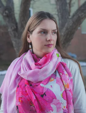 Elegant Pink Orchid Scarf | Modal Fabric, 27.5 x 74 Inches, India
