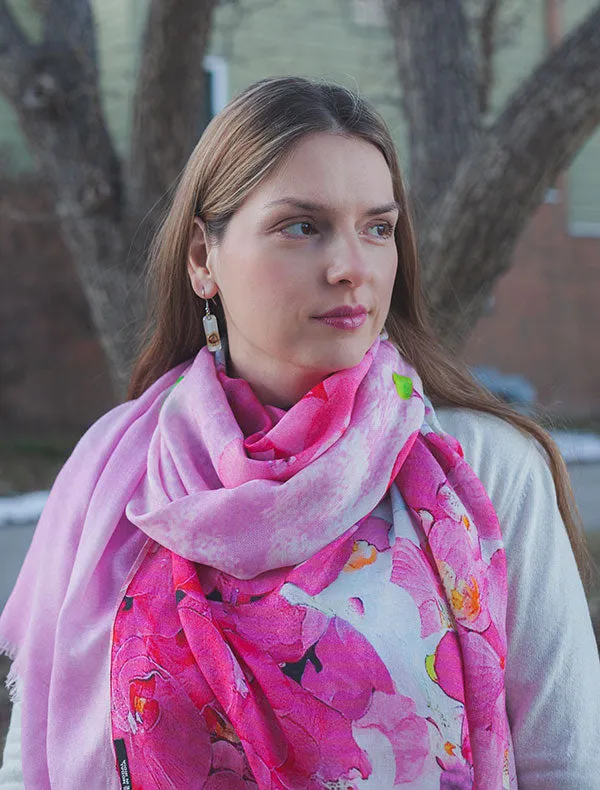 Elegant Pink Orchid Scarf | Modal Fabric, 27.5 x 74 Inches, India