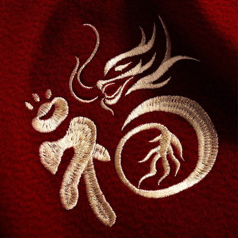 Embroidery Custom Zodiac 100% Cashmere Winter Red Scarf 180x30 cm