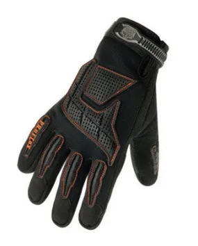 Ergodyne Large Black ProFlex 9015F Full Finger Pigskin Anti-Vibration Gloves With Woven Elastic Cuff, Polymer Palm Pad, Pigskin Leather Palm And Fingers And Low Profile Closure