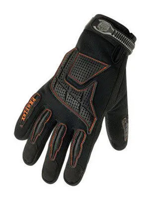 Ergodyne Large Black ProFlex 9015F Full Finger Pigskin Anti-Vibration Gloves With Woven Elastic Cuff, Polymer Palm Pad, Pigskin Leather Palm And Fingers And Low Profile Closure