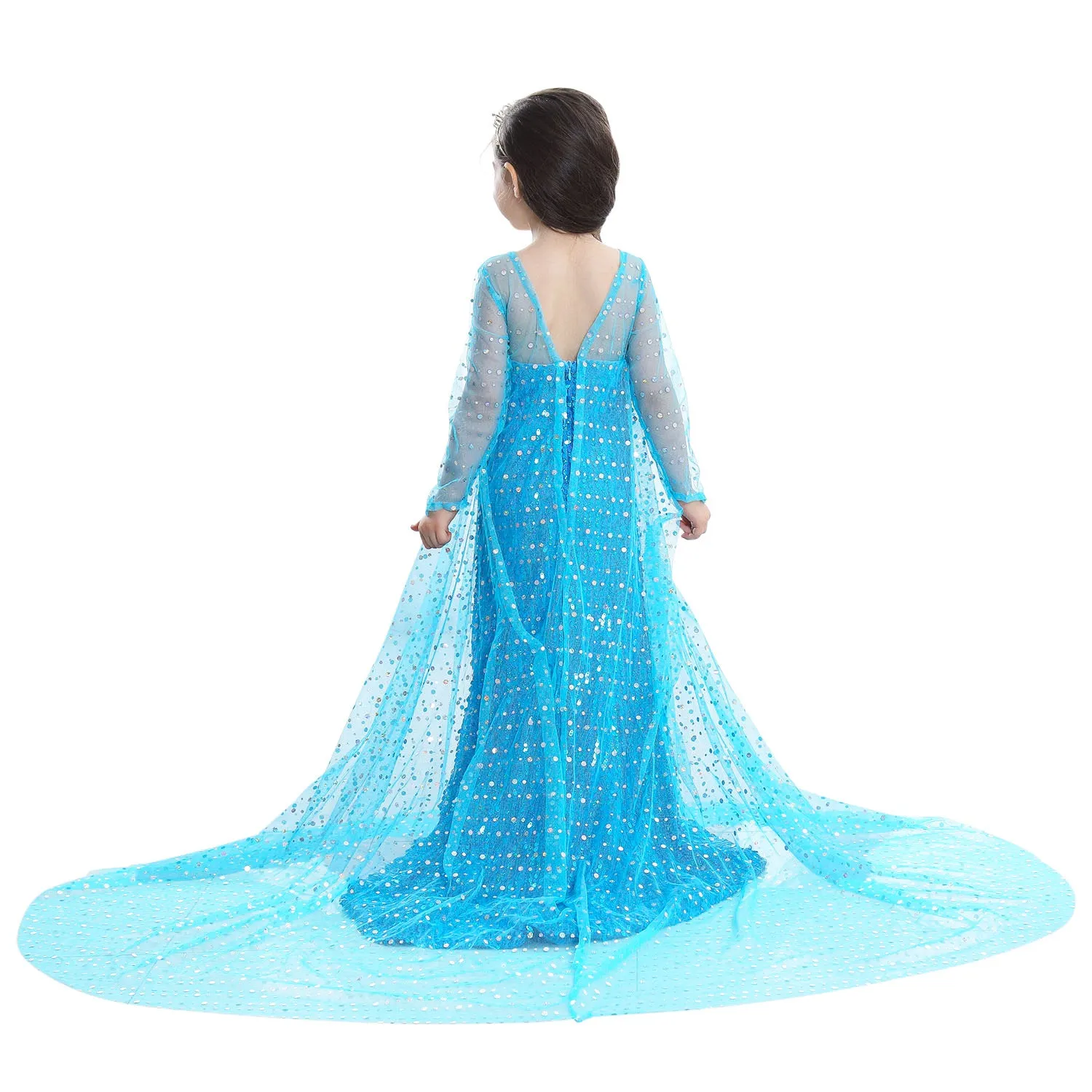 Fancydresswale Elsa Birthday Party Dress Up for Little Girls with Crown,Wand,Gloves Accessories 3-12 Years, Blue