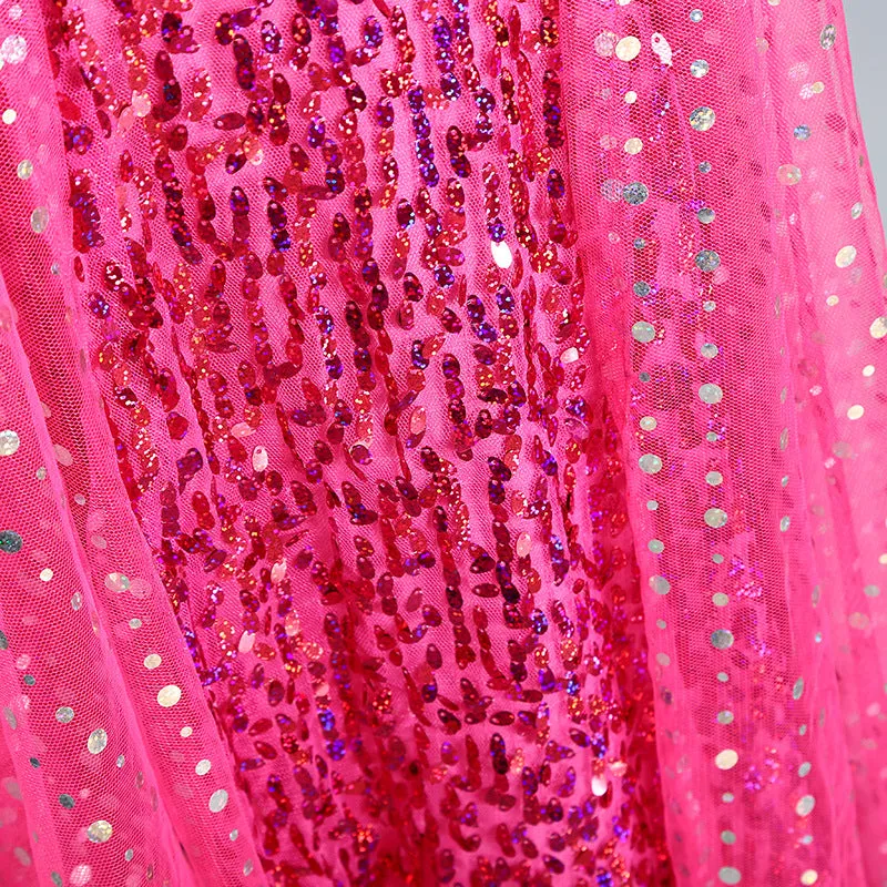 Fancydresswale Elsa Princess Birthday Party Dress for Little Girls with Crown,Wand,Gloves Accessories 3-12 Years, Rose Red