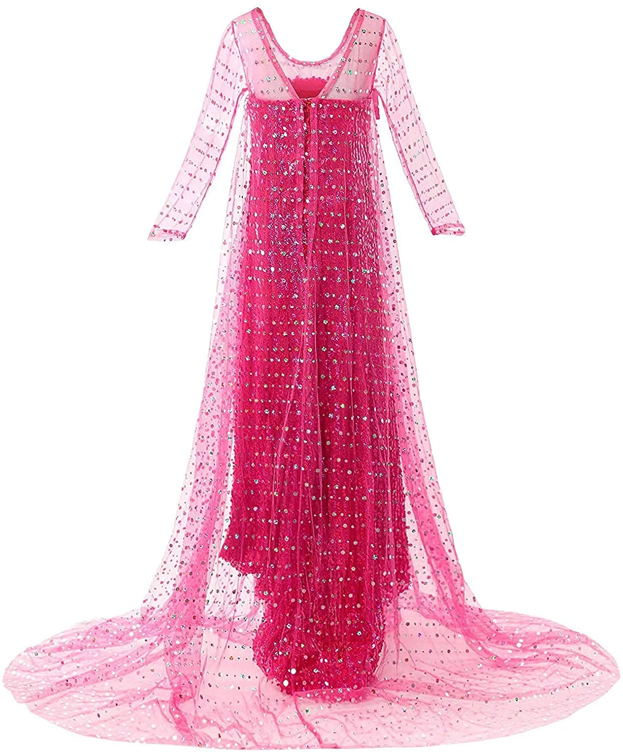 Fancydresswale Elsa Princess Birthday Party Dress for Little Girls with Crown,Wand,Gloves Accessories 3-12 Years, Rose Red