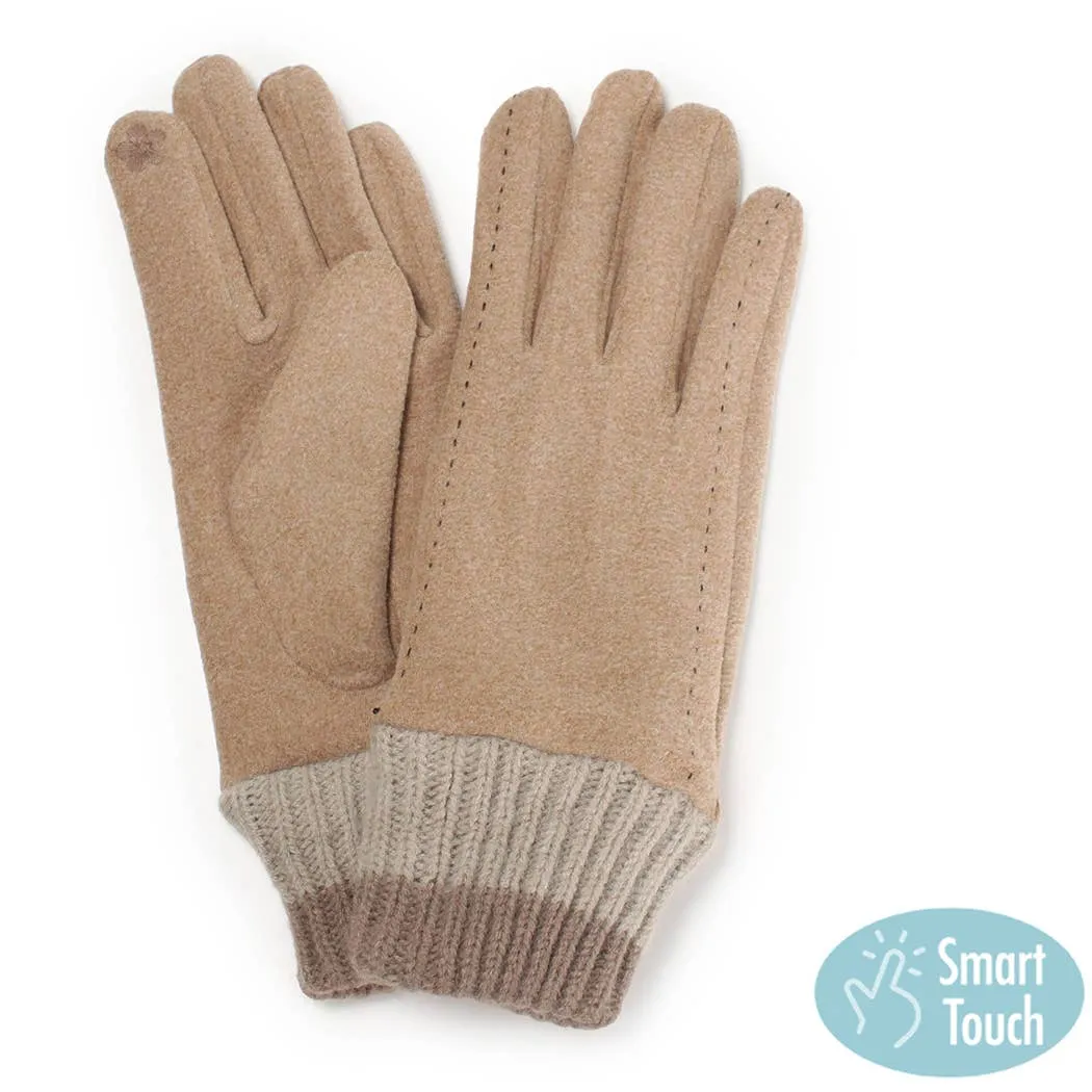 FASHION CITY Knit Cuff Touch Smart Gloves