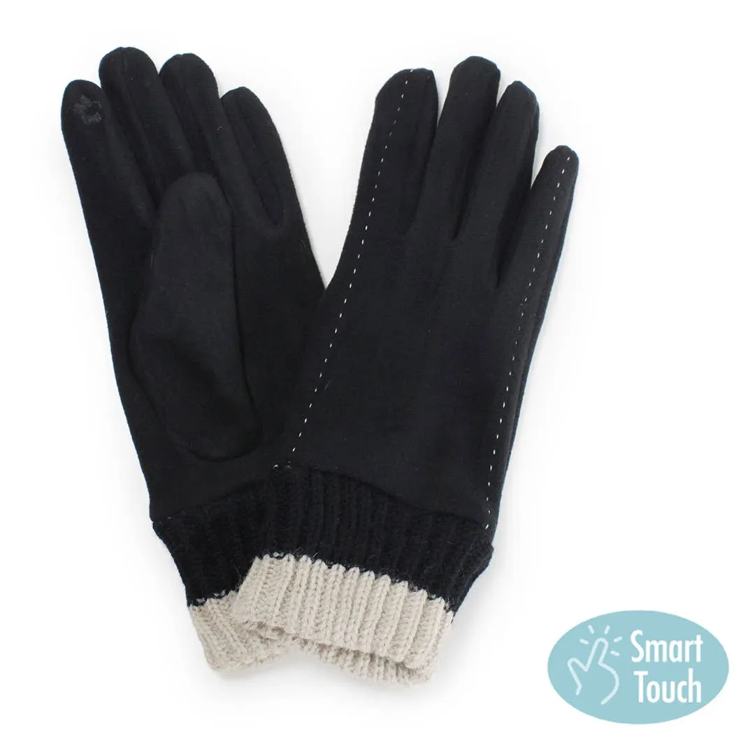 FASHION CITY Knit Cuff Touch Smart Gloves