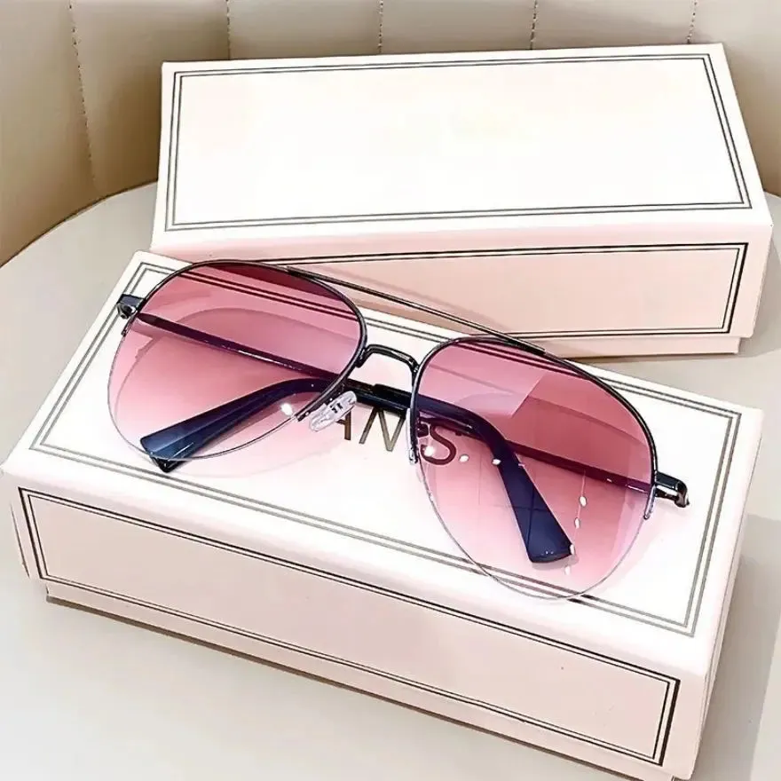Fashion Gradient Sunglasses for Men Big Frame Pilot Sun Glasses Brand Design Anti-reflective Lunette De Soleil Homme UV400
