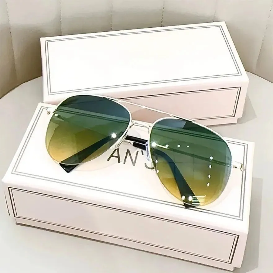 Fashion Gradient Sunglasses for Men Big Frame Pilot Sun Glasses Brand Design Anti-reflective Lunette De Soleil Homme UV400