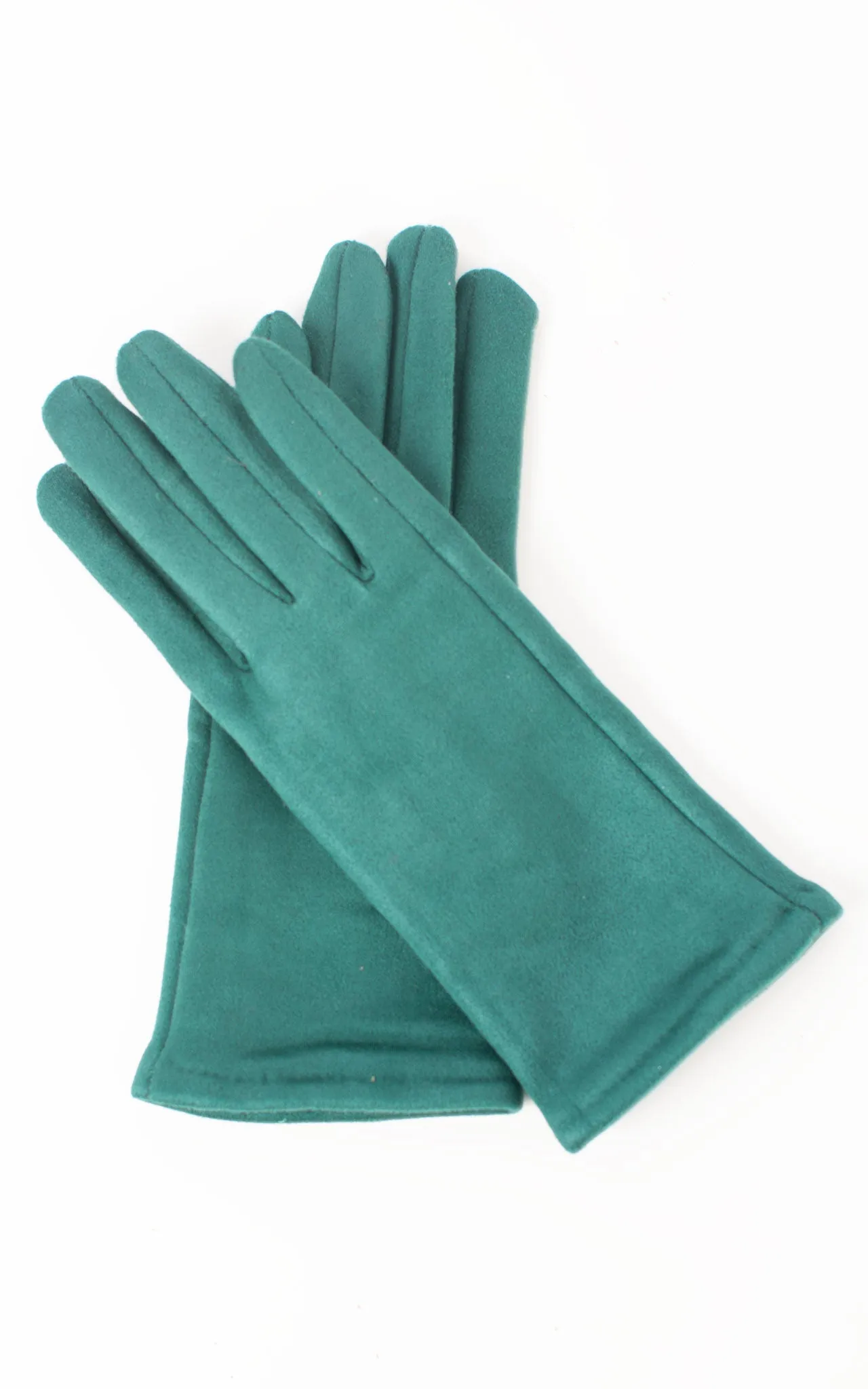 Faux Suede Plain Gloves | Green