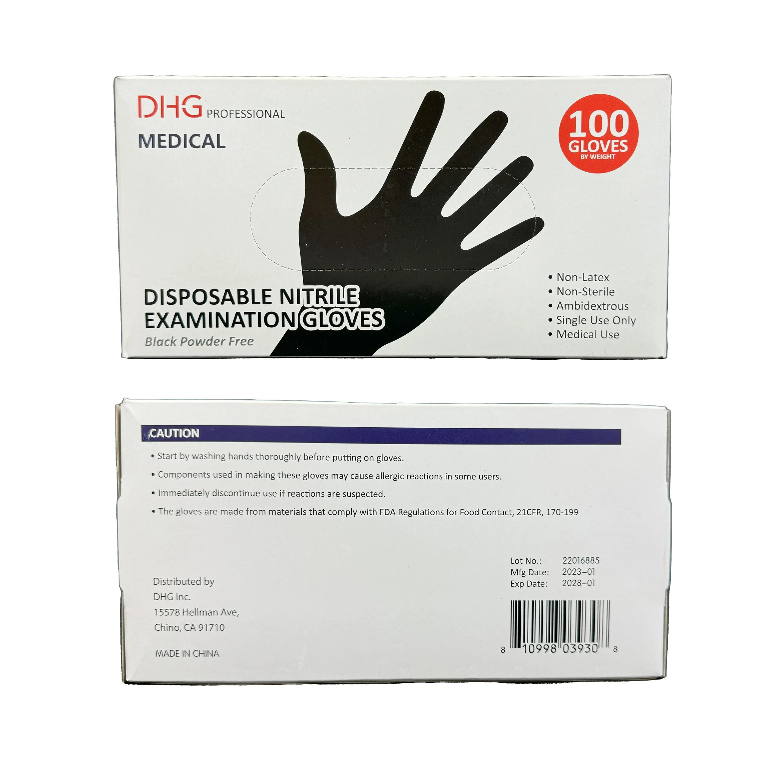 Food Service Food Handling Cleaning Gloves Nitrile Gloves Black Powder Free (100 gloves)